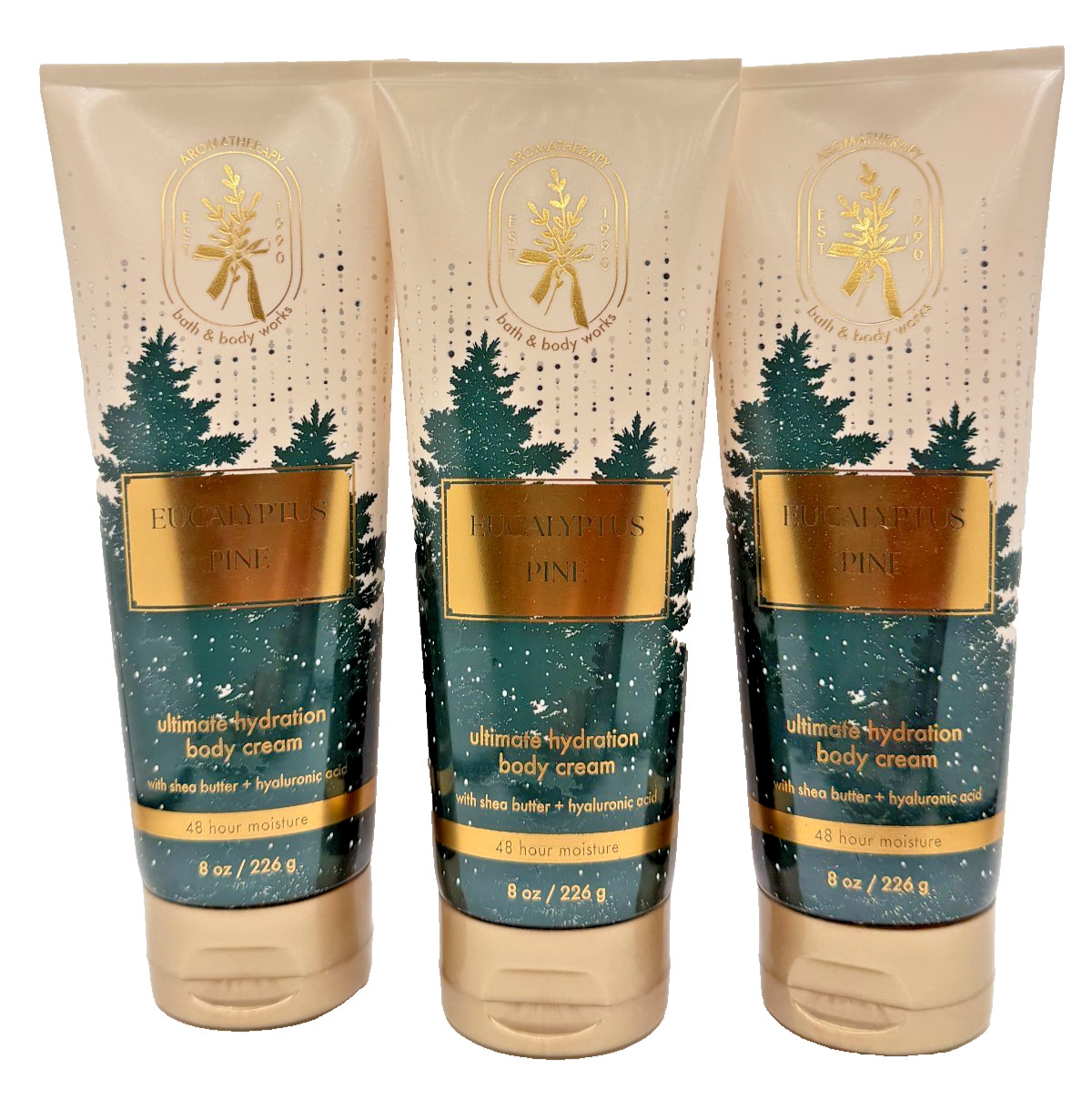 NEW Bath & Body Works Lot of 3 Tubes Aromatherapy Eucalyptus Pine Cream 8 oz