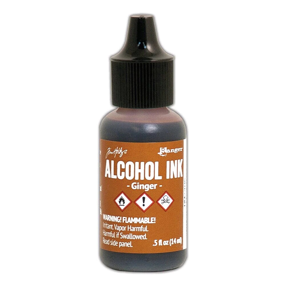 Ranger, Tim Holtz, Alcohol Ink, Ginger Alcohol Ink, .5 fl oz, Brown Ink