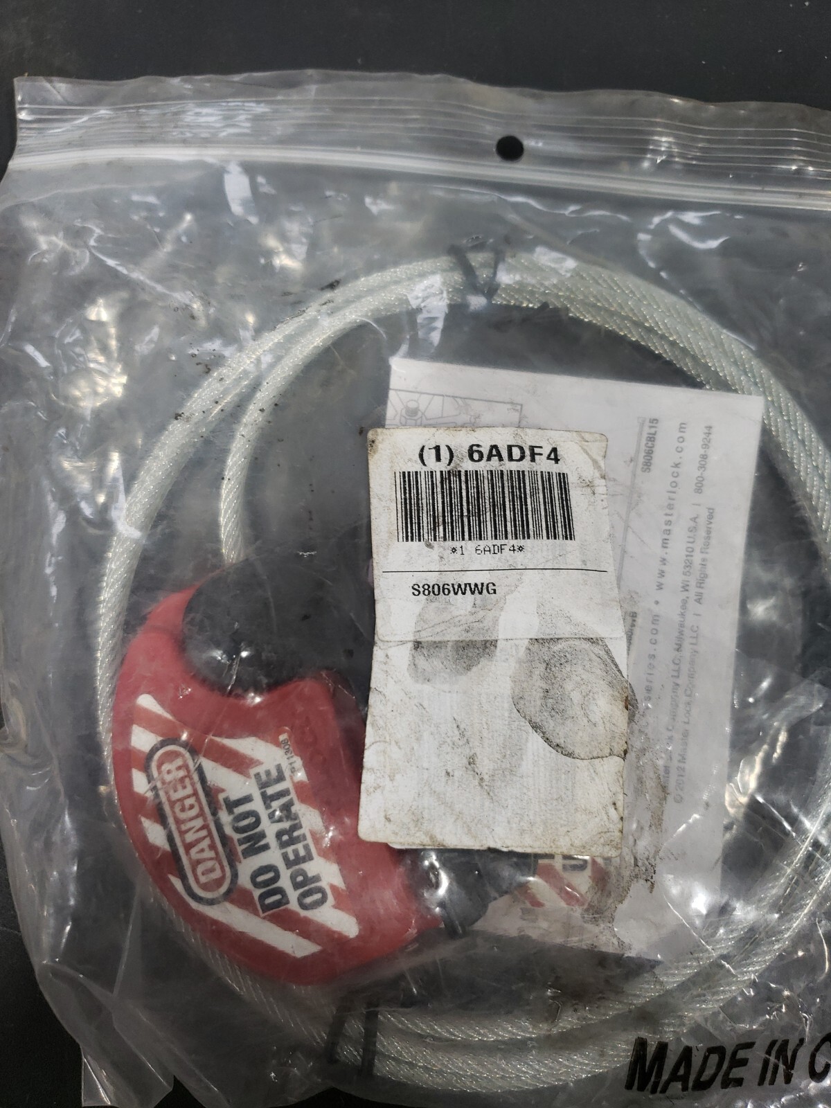 MASTER LOCK Cable Lockout, Thermoplastic Polyurethane, 6 ft, 6ADF4
