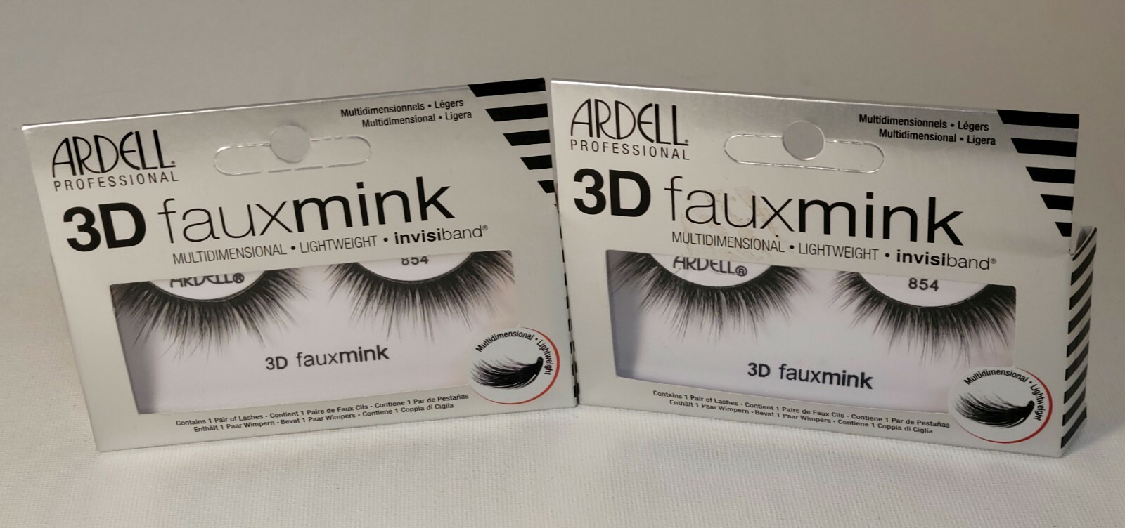 2 Pack Ardell Professional 3D Fauxmink Lightweight 854 Lashes New Free Shipping