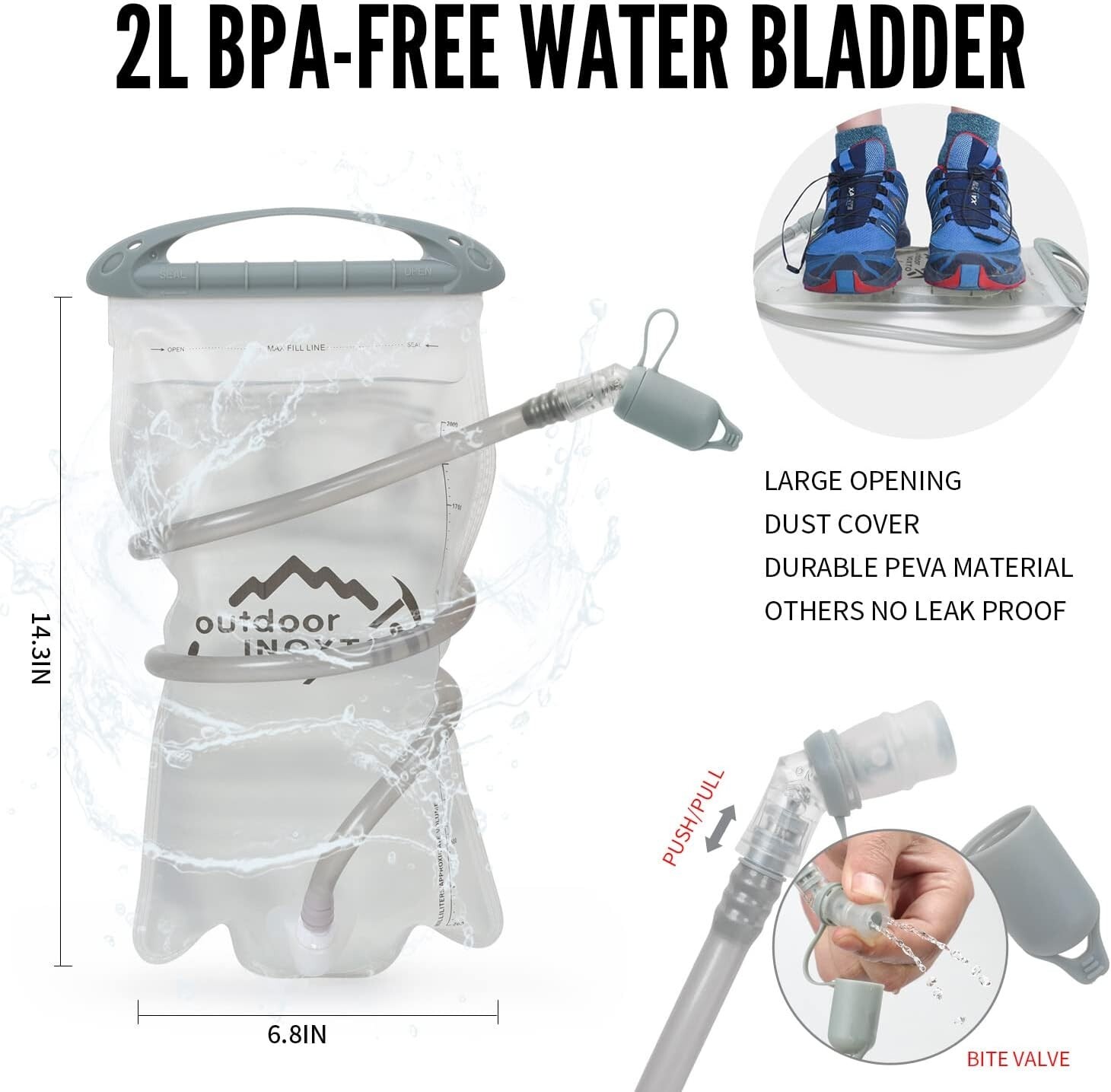 Hydration Pack Backpack, Lightweight Water Backpack with 2L Leakproof Bladdder