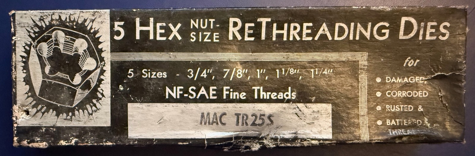 Mac Allied TR25S 5-Piece Rethreader Hex Die Set - Made in USA - Nice Condition