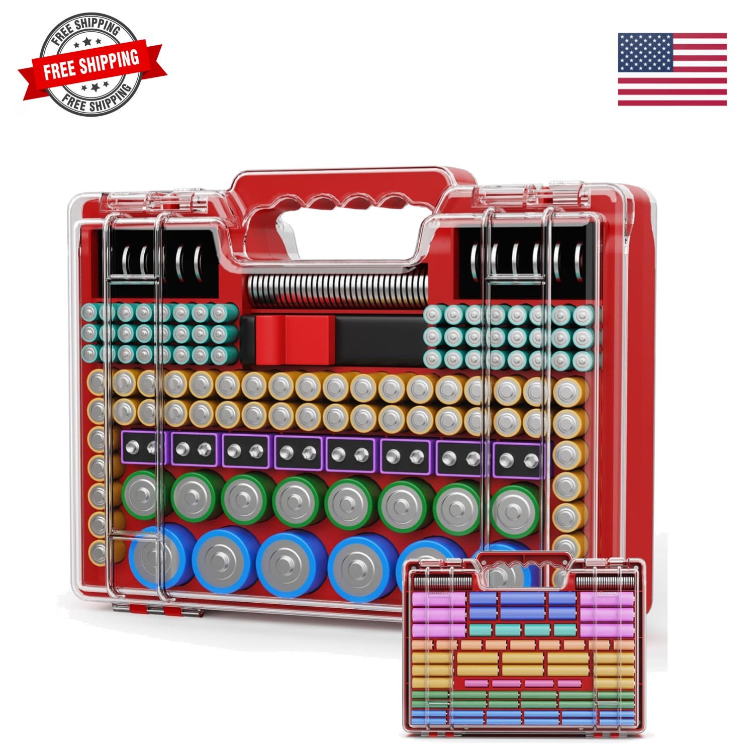 Battery Organizer Storage Case with Tester, Ultra-Large 265+ Double-Sided Bat...
