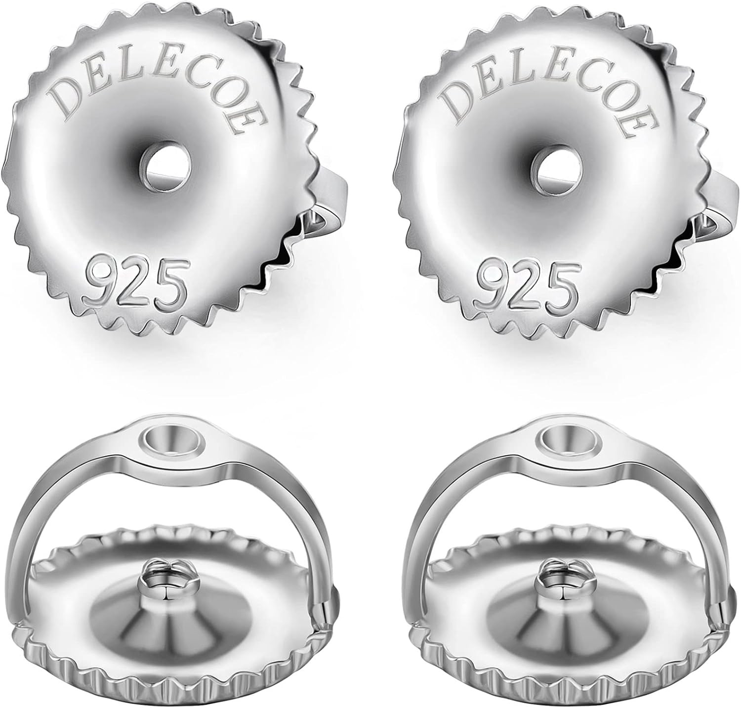 2 Pairs Screw Earring Backs,925 Sterling Silver Screw on Earring Backs Replac...