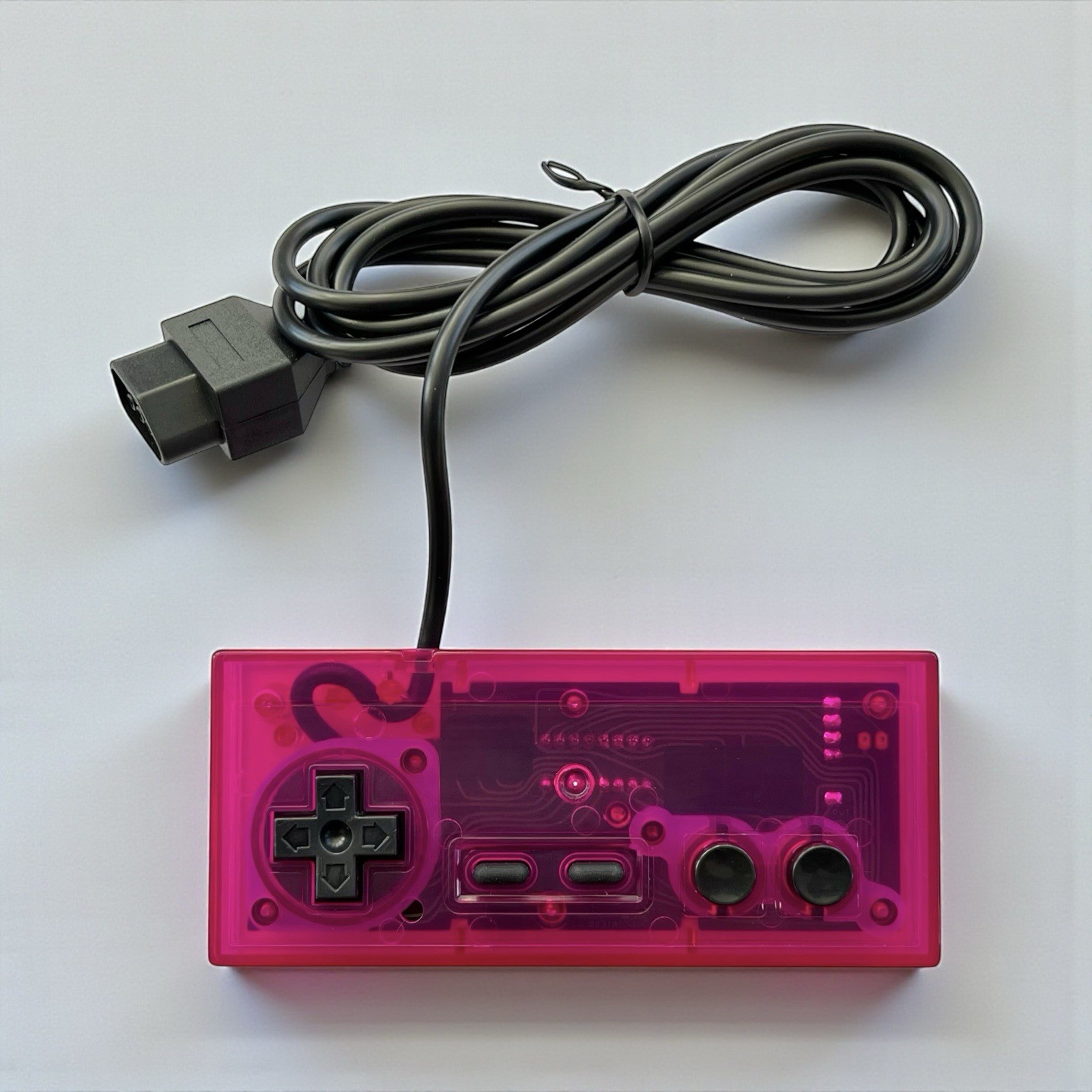 Custom NES Controller Transparent Pink Shell New Cable OEM Nintendo Motherboard