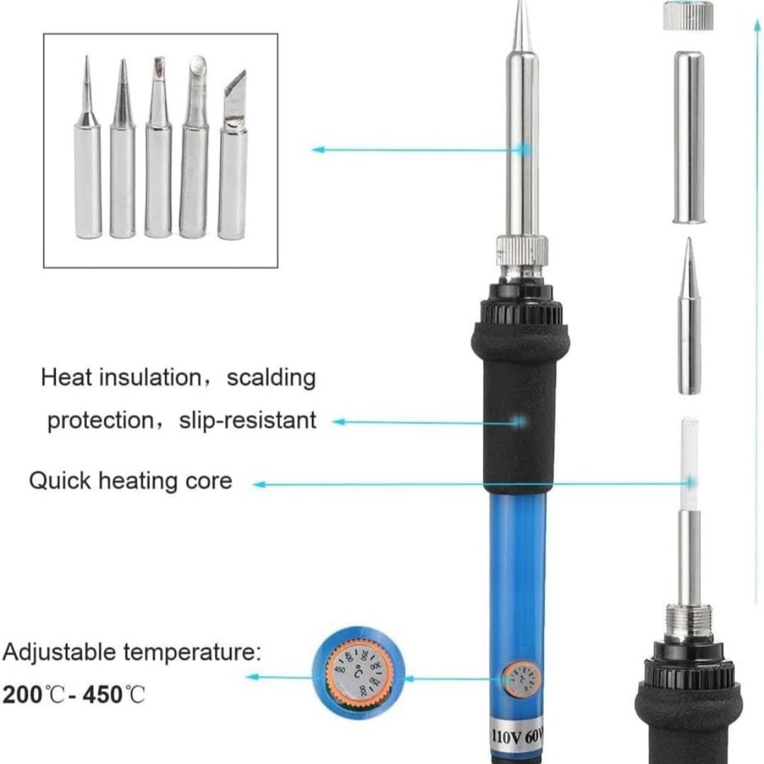 Soldering Iron Kit 60W Adjustable Temperature Soldering Iron