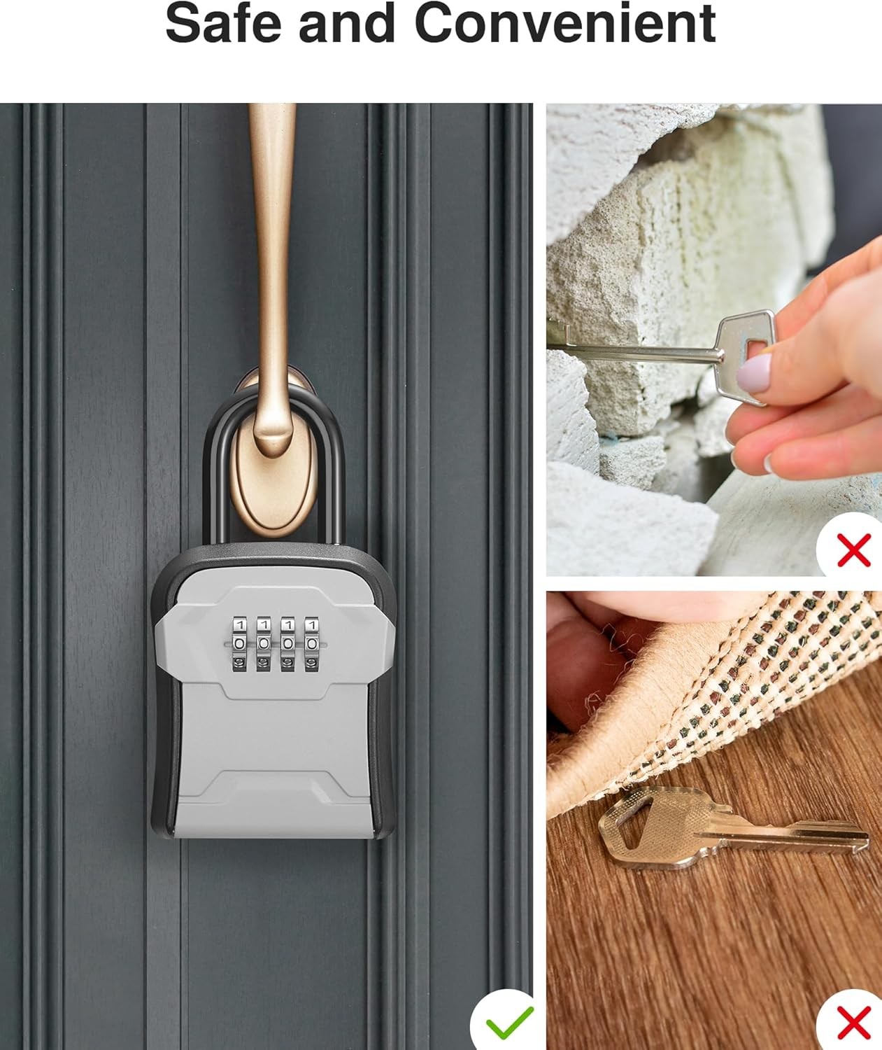 Puroma Lock Box, Key Box Wall Mount & Portable Combination Lockbox Gray