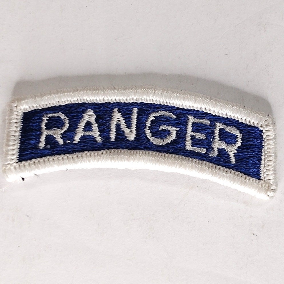 US Army Ranger Tab Blue White 2‑3/8" × 7/8" Sew‑On