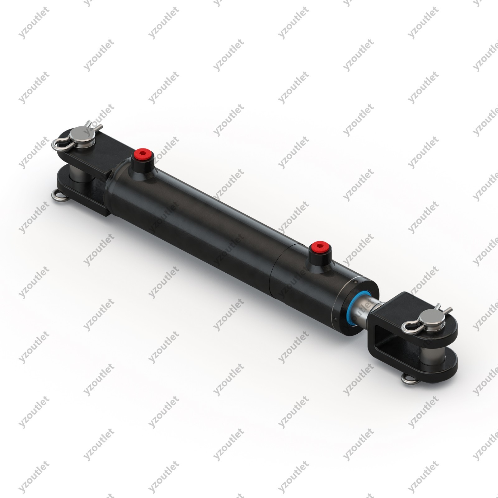 3.5" Bore, 14" Stroke, Hydraulic Welded Cylinder - Clevis, Ports are 180° w/Pins