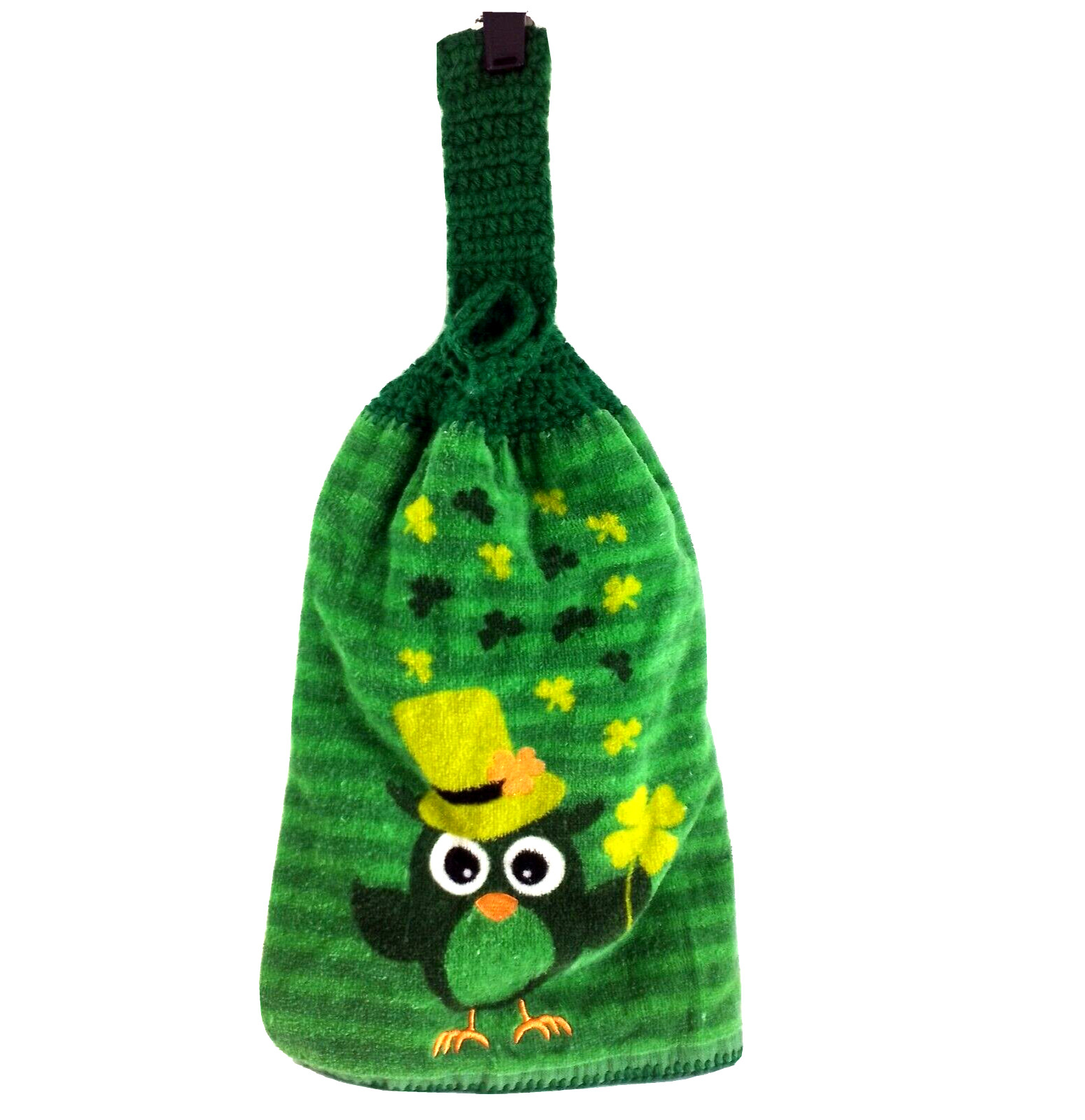 St. Patrick's Day Hand Knitted Hanging Kitchen Towel Decor Fun Holiday A6-1764