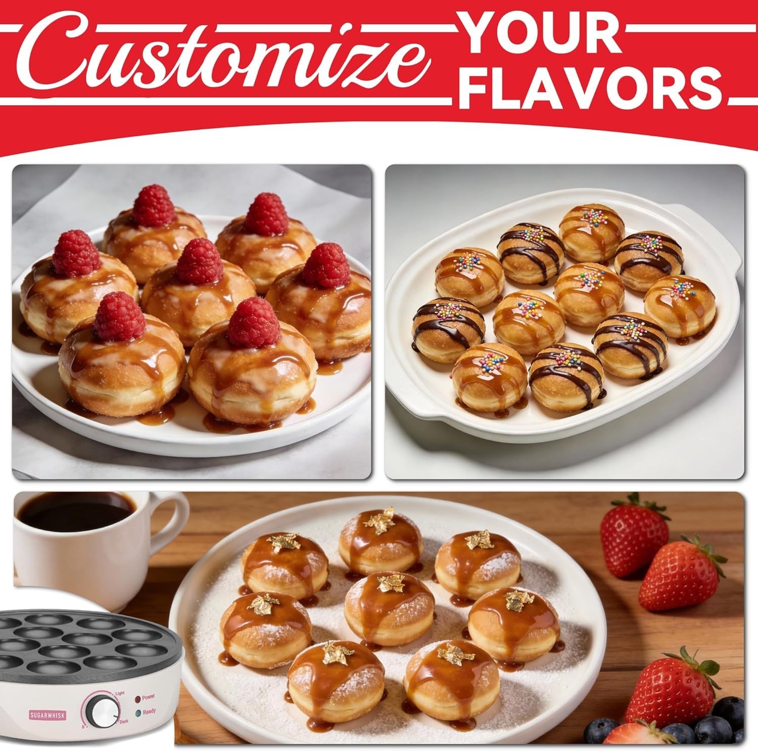 Mini Pancakes Maker Machine with 14 Larger & Deeper Grooves, Electric Mini Pa...