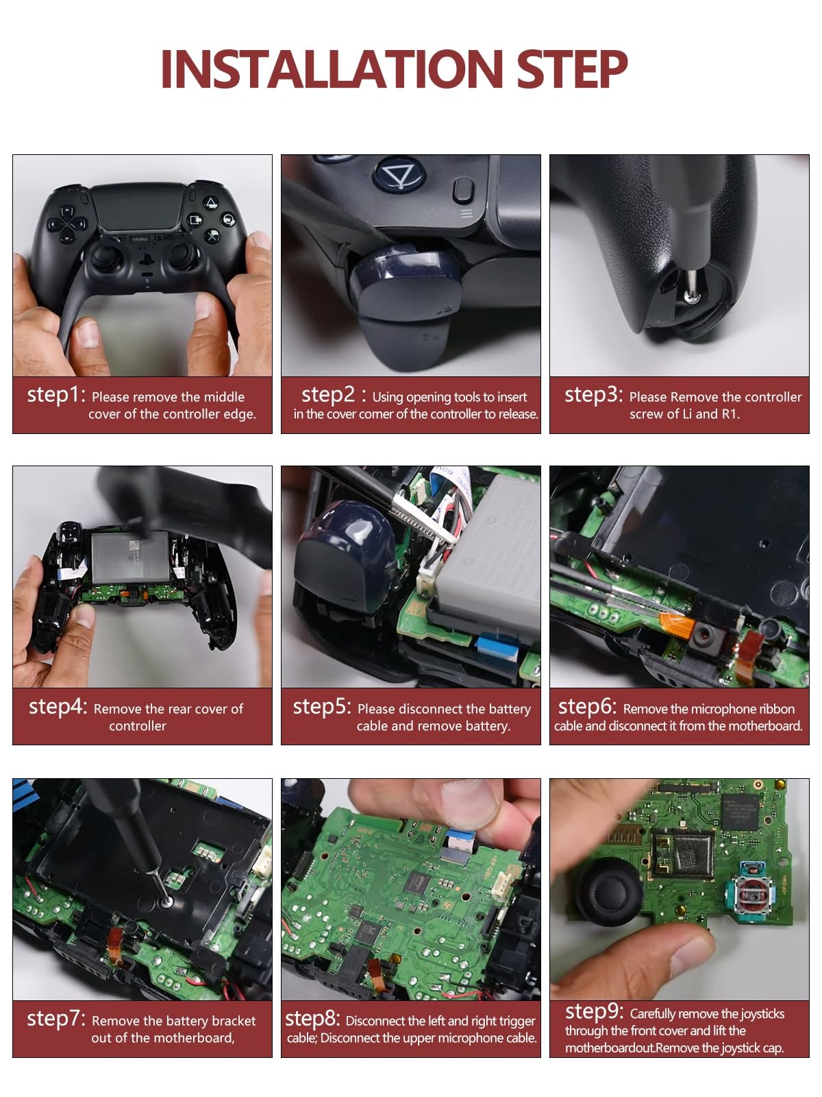 Ps5 Joystick Replacement for Sony PlayStation 5 Ps5 Controller Repair Kit for...