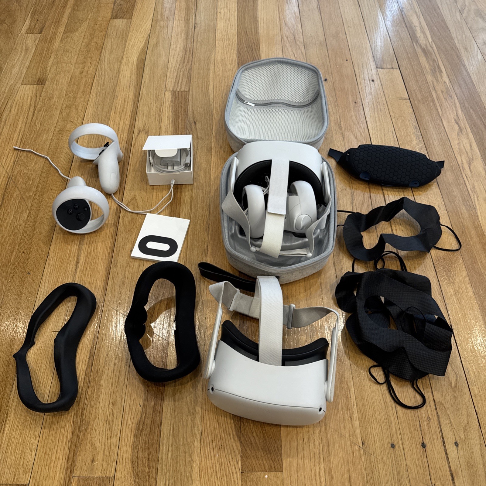 2 Meta Oculus Quest 2 VR Headset Bundle W/ Controllers, Carrying Case & Battery