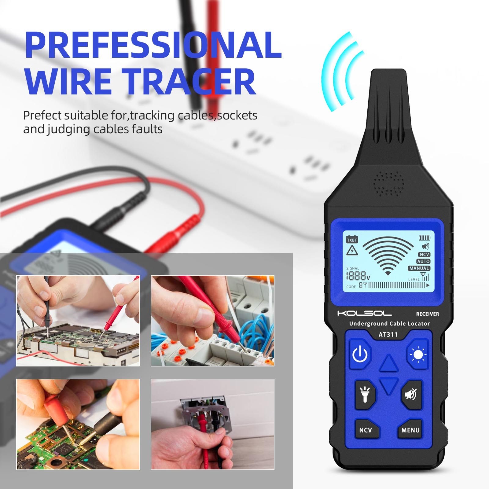NF-826 Underground Cable Tester Locator Circuit Detector Network Wire Tracker
