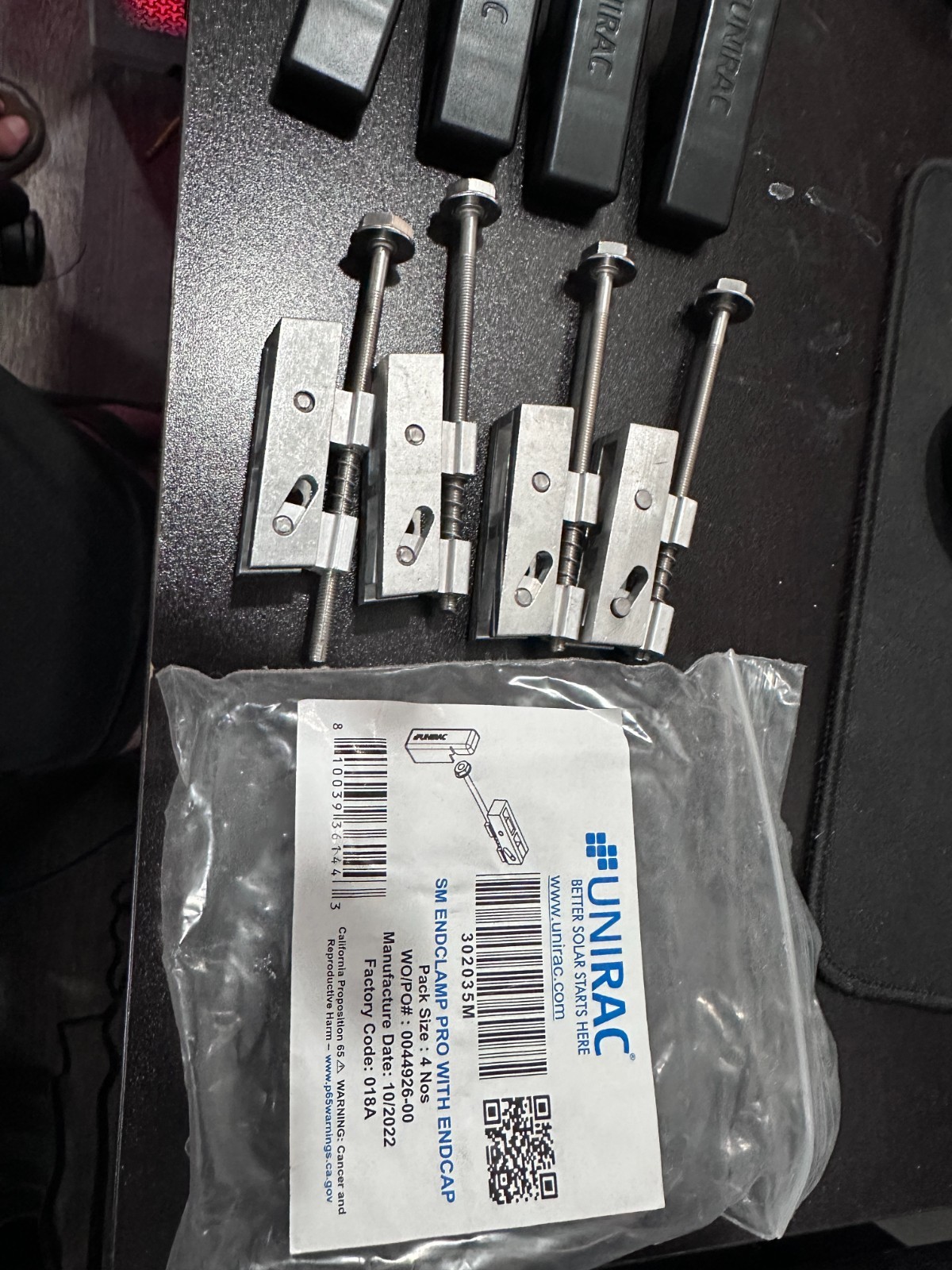 Lot of 4 packs Unirac SOLAR  302035M w/End clamp SM Pro cap 16 total  NEW