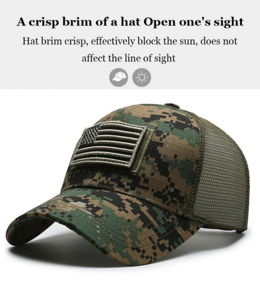Baseball Cap USA Flag American Men Hat Detachable Patch Mesh Tactical Army Caps