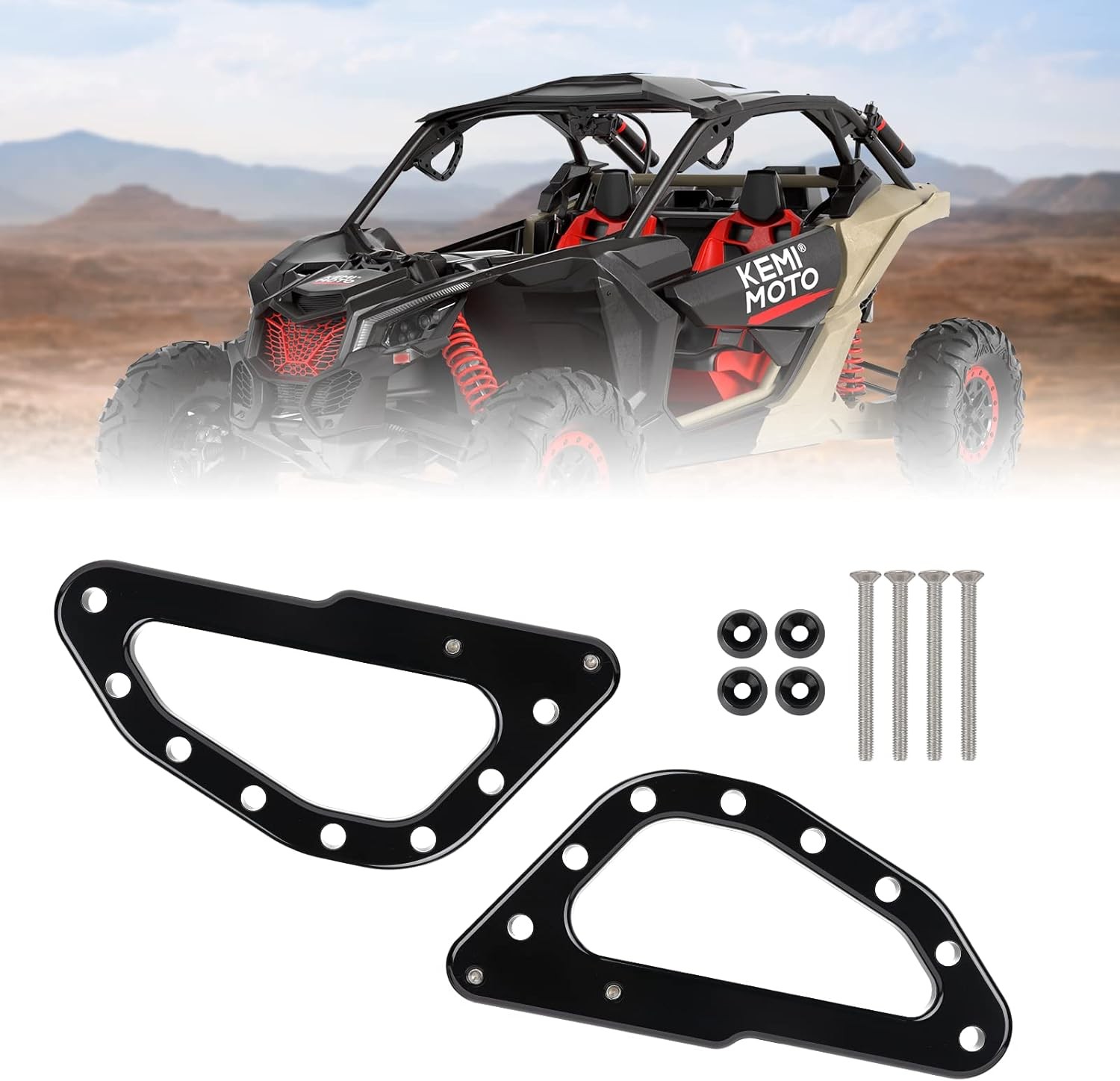 KEMIMOTO UTV X3 Grab Handles Roll Bar Aluminum Compatible Black