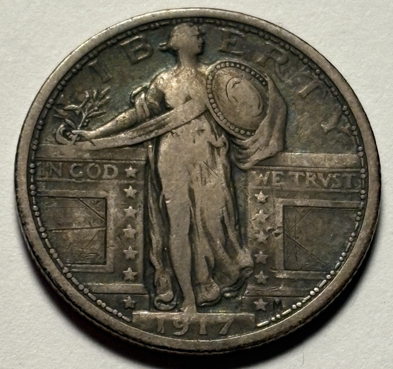 1917 Type 1 Standing Liberty Quarter — VF Condition, Original Surfaces 🔥