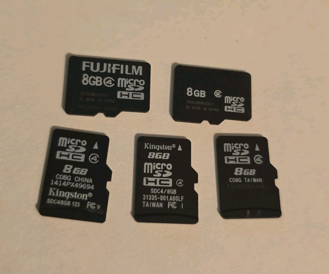 Lot Of 5 Assorted 8gb Microsdhc Memory Cards