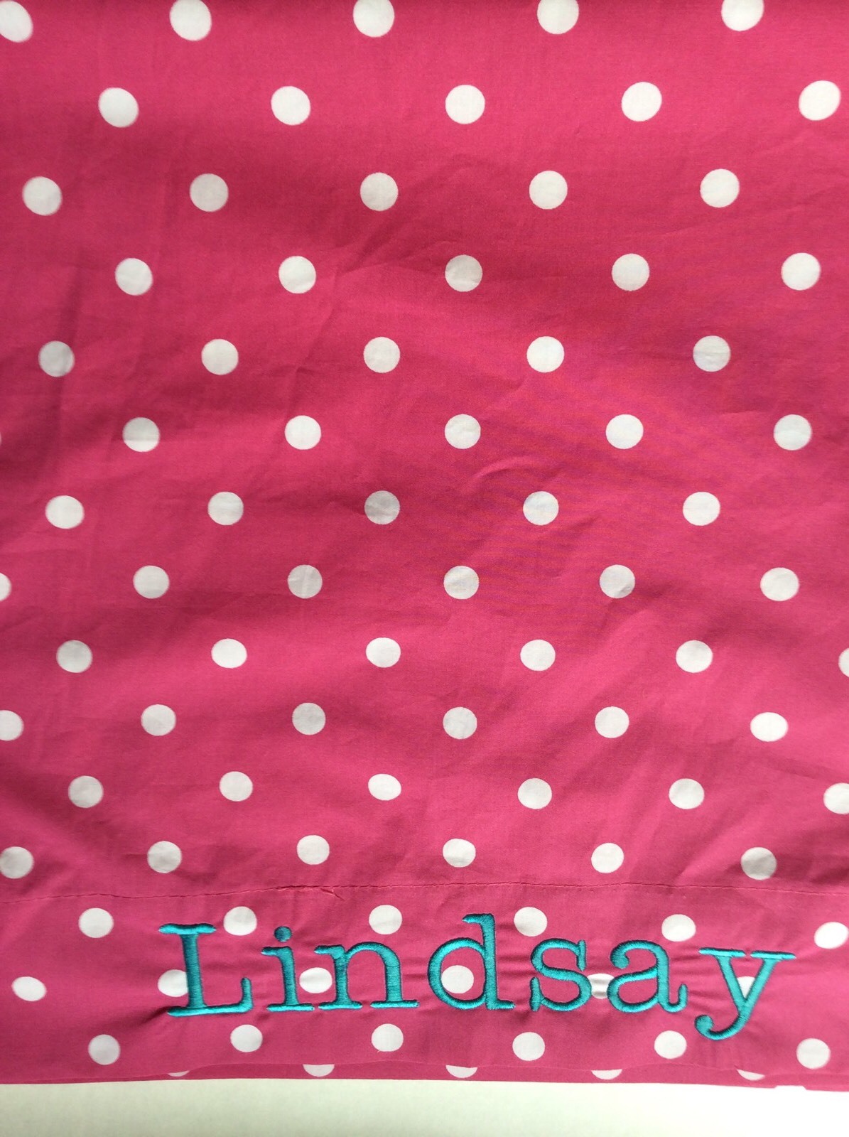 Pottery Barn Teen Dottie Pink Standard Pillowcase (1) Monogrammed Lindsay" NWOT