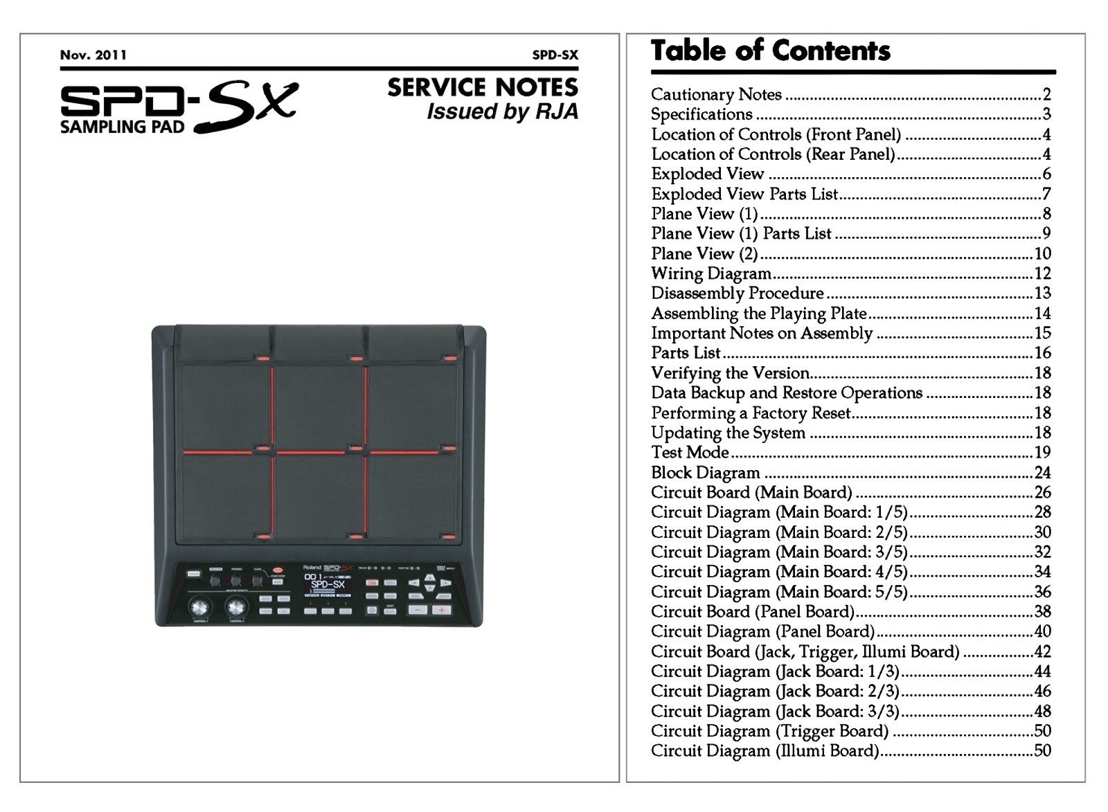 Roland SPD-SX Service Manual Schematic Diagrams Electrical Diagrams