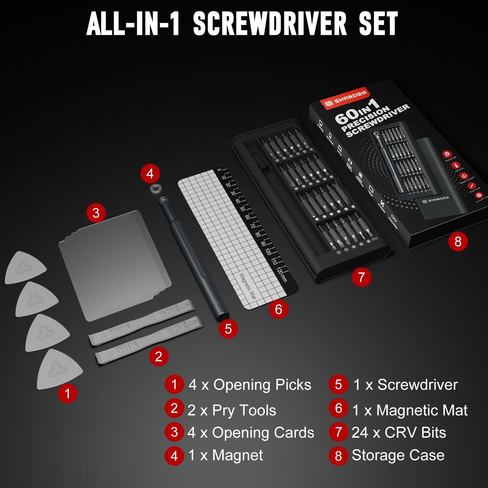 SHARDEN Precision Screwdriver Set, 60 in 1 Screw Driver Set Kit with Torx, Ph...