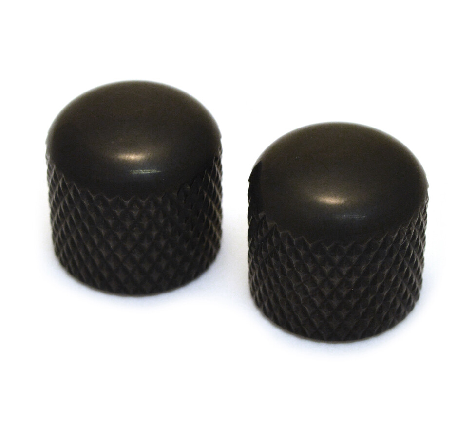(2) Black Press-On Dome Knobs for Guitar/Bass 6mm Split Shaft MK-3300-003