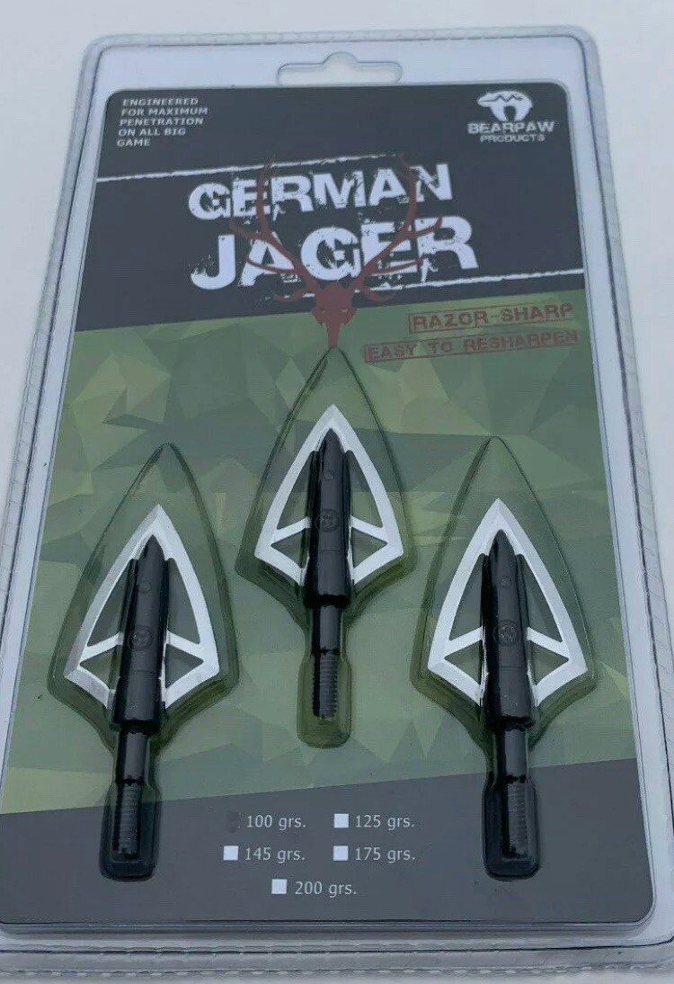 1 pk Bearpaw archery German Jager fixed 2 blade broadhead 100 grainFREE SHIPPING