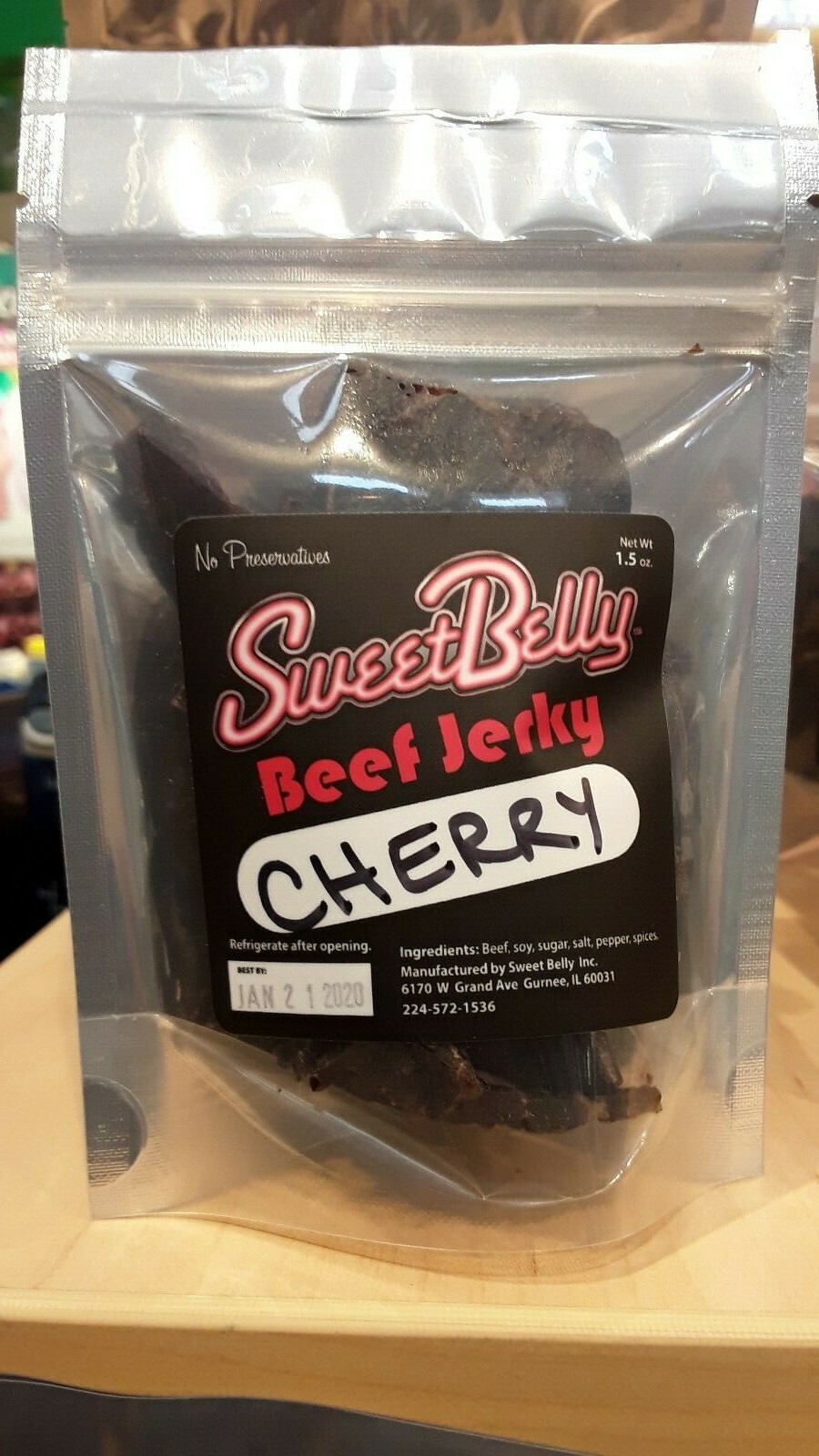 Sweet Belly Gourmet beef jerky 1.5 oz.