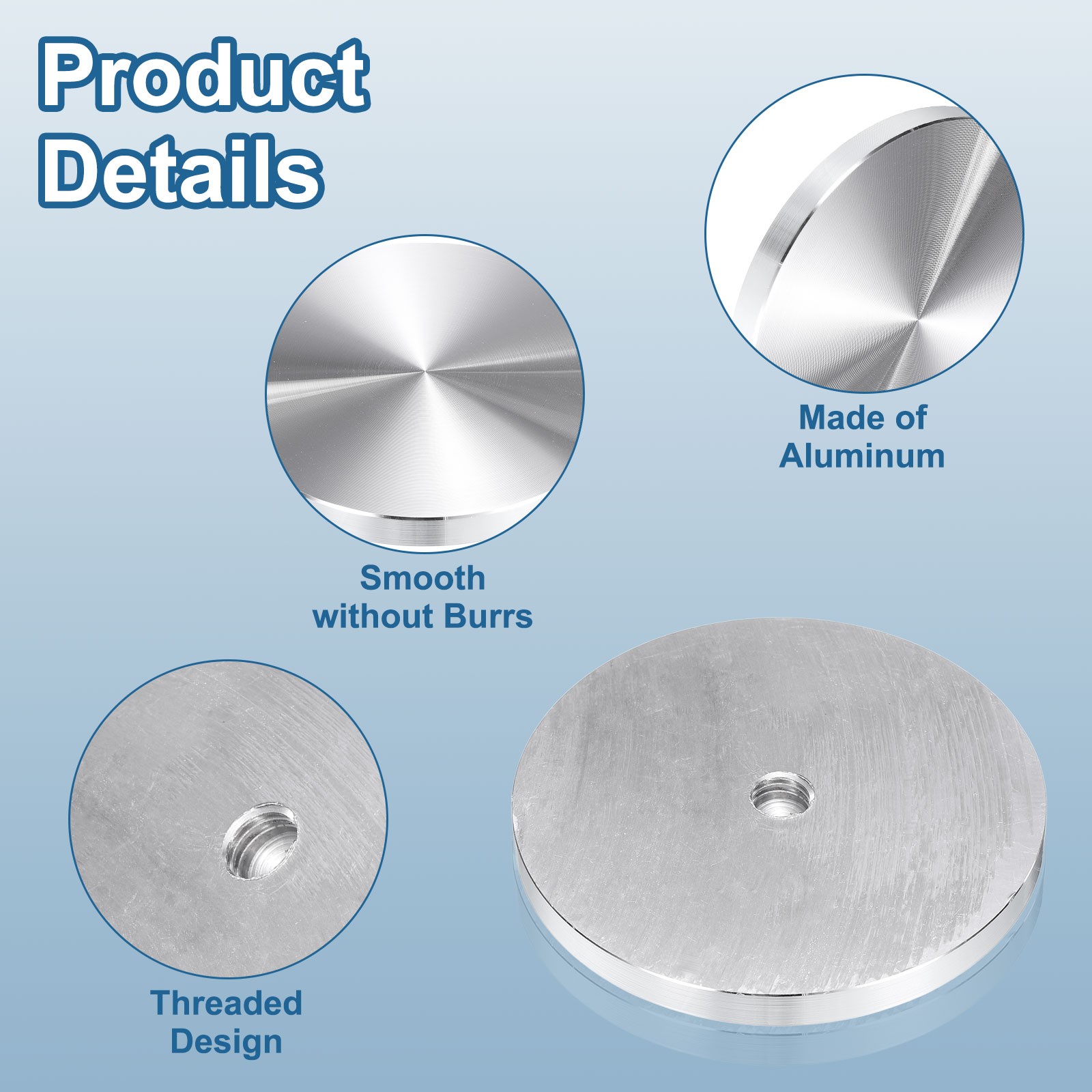 M10 Thread 80mm Diameter Round Shape Aluminum Disc Hardware Silver