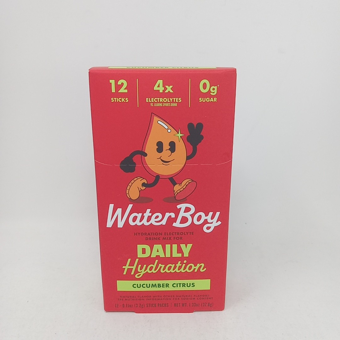 Water Boy Daily Hydration Cucumber Citrus Flavored Electrolyte Drink Mix 12 Ct.