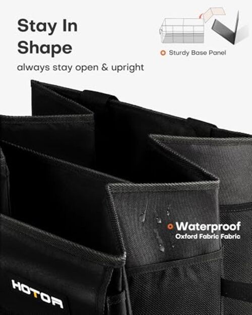 HOTOR Trunk Organizer - Car Organizer, Foldable Medium (2 Compartments) Black