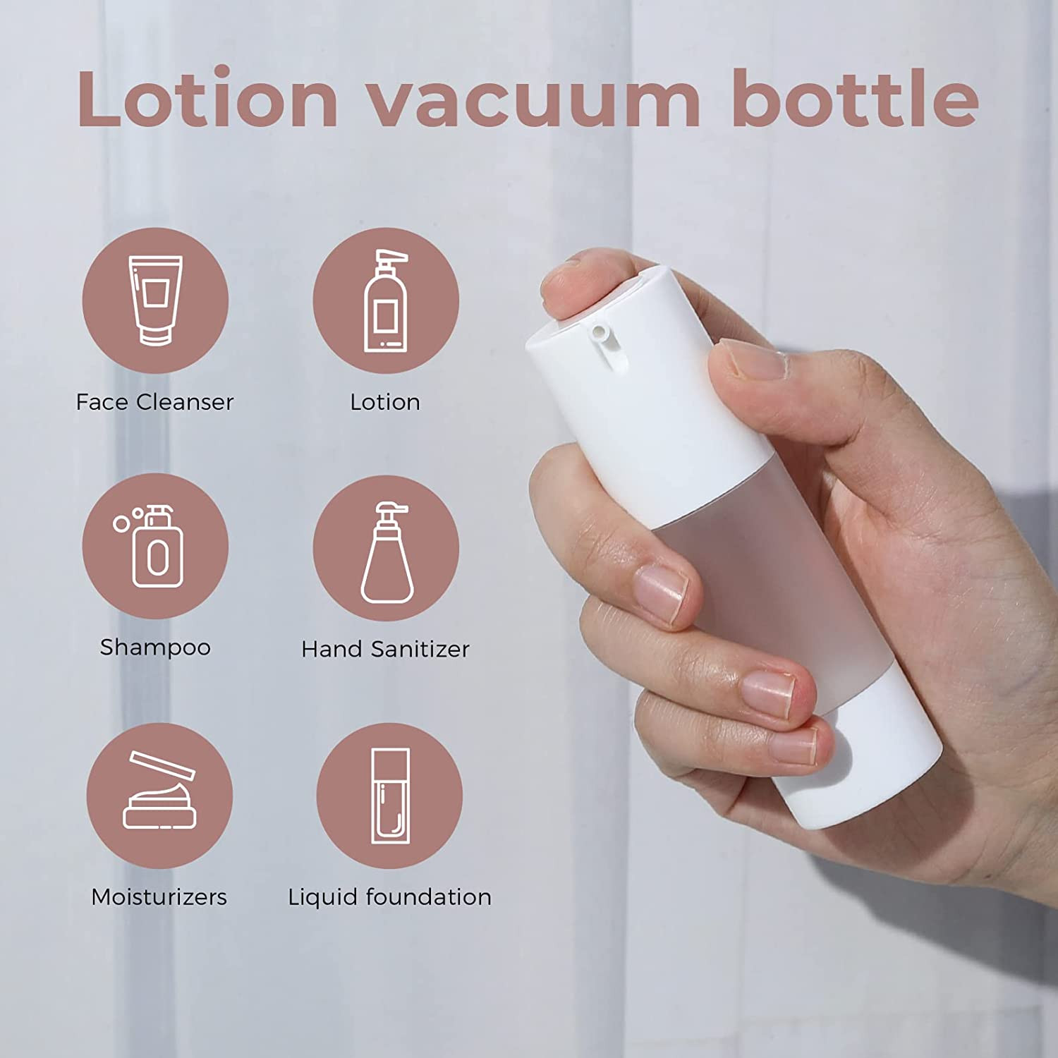 3Pcs Empty Refillable Airless Pump Bottle,Travel Foundation Containers,Airless C