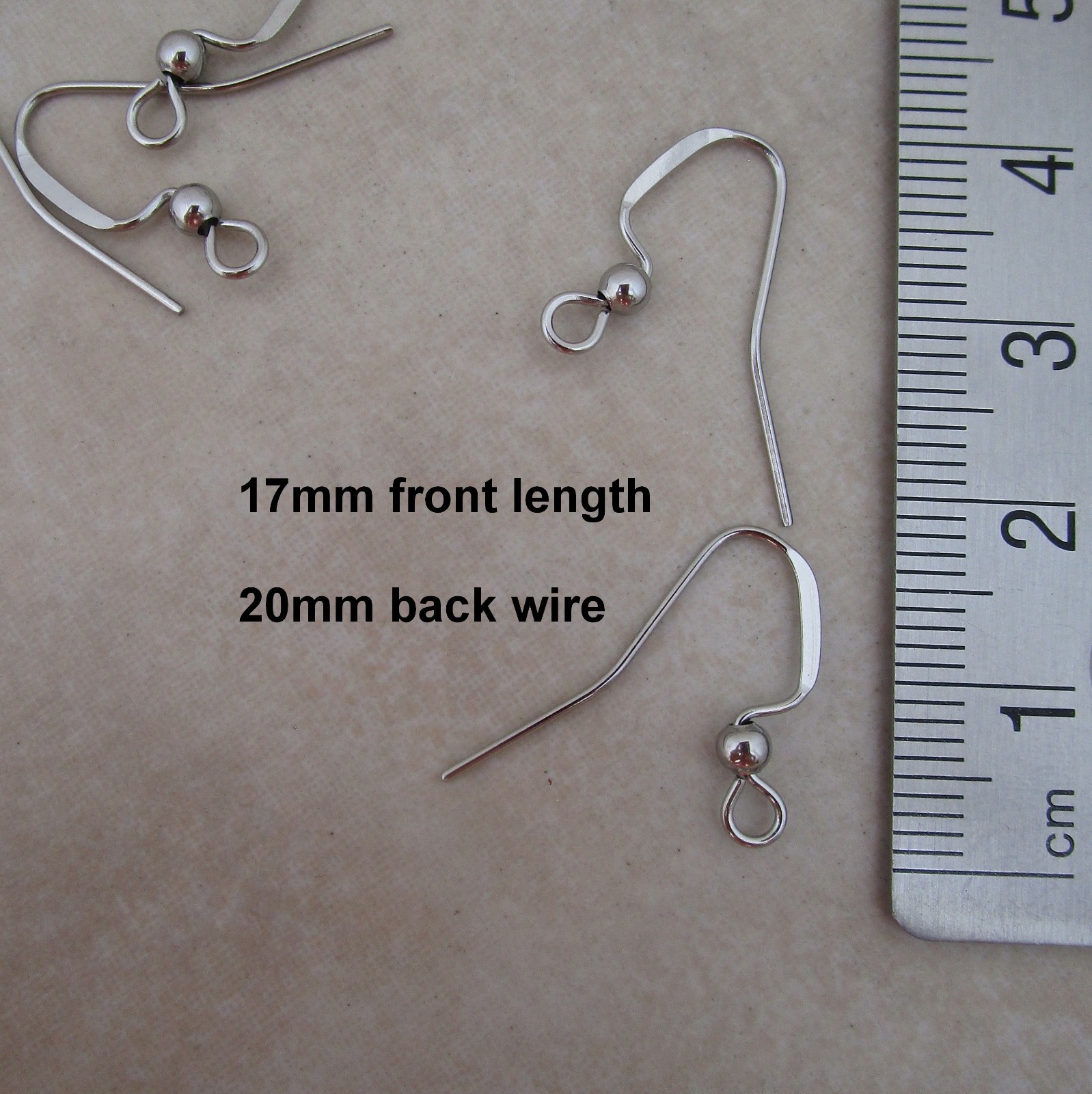 24 stainless steel angular flat earring hooks 304 hypoallergenic 22 gauge