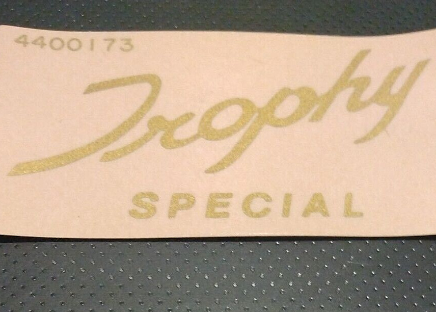 Trophy Special gold script top tank/toolbox panel sticker 1968 TR6C each