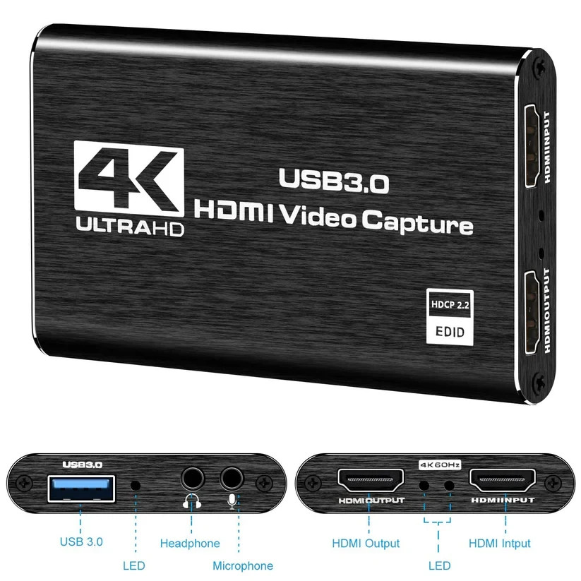 4K 1080P 60FPS HDMI to USB 3.0 Video Capture Card For PS5/PC/OBS Nintendo Switch