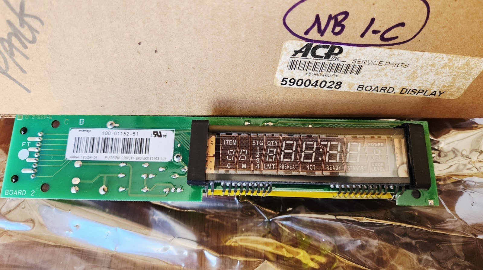 Amana Menumaster ACP 59004028 Display Board Replaced by 59104126