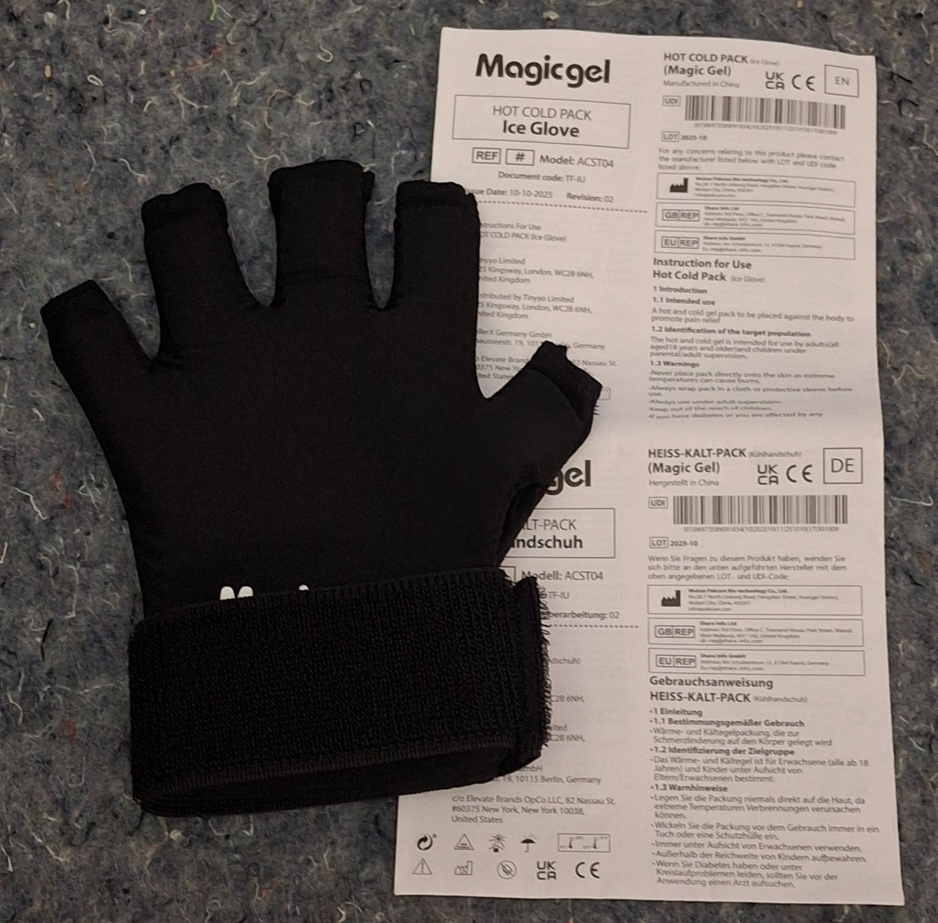 Magic Gel Hot Cold Pack Ice Glove ACST04 Black Cold Compress Gel Therapy
