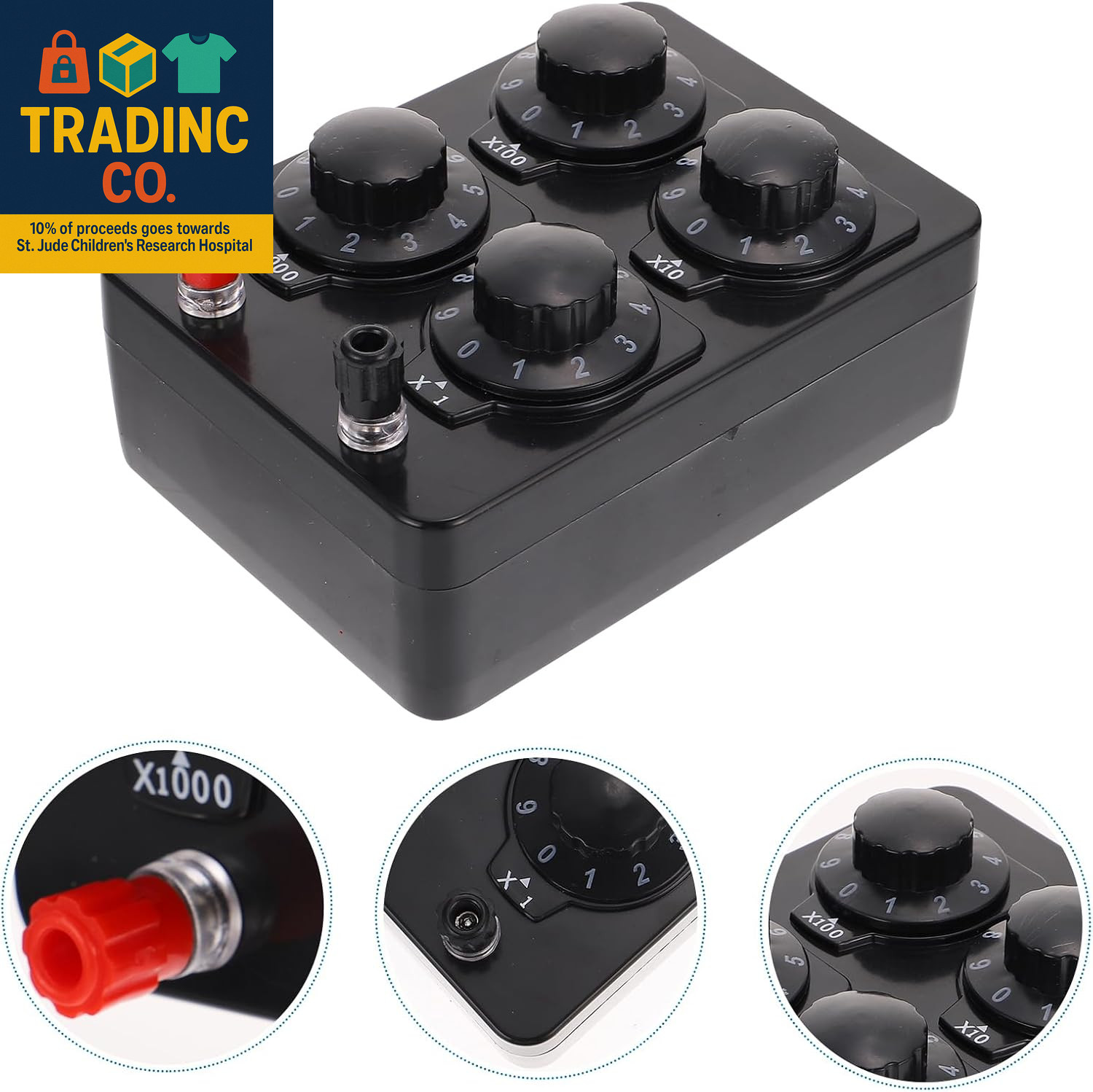 Variable Resistance Box 0-9999 Ohm, Simple Adjustable Resistor Decade Box for Ph
