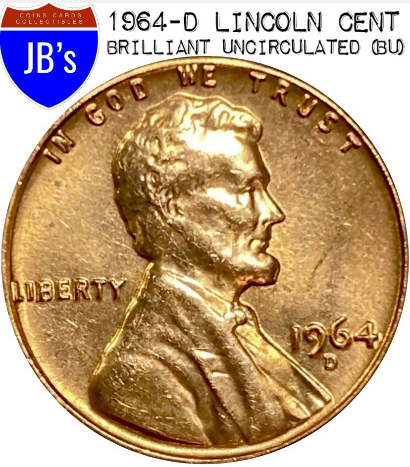 1964-D Lincoln Memorial Cent Penny 1c - BRILLIANT UNCIRCULATED (BU)