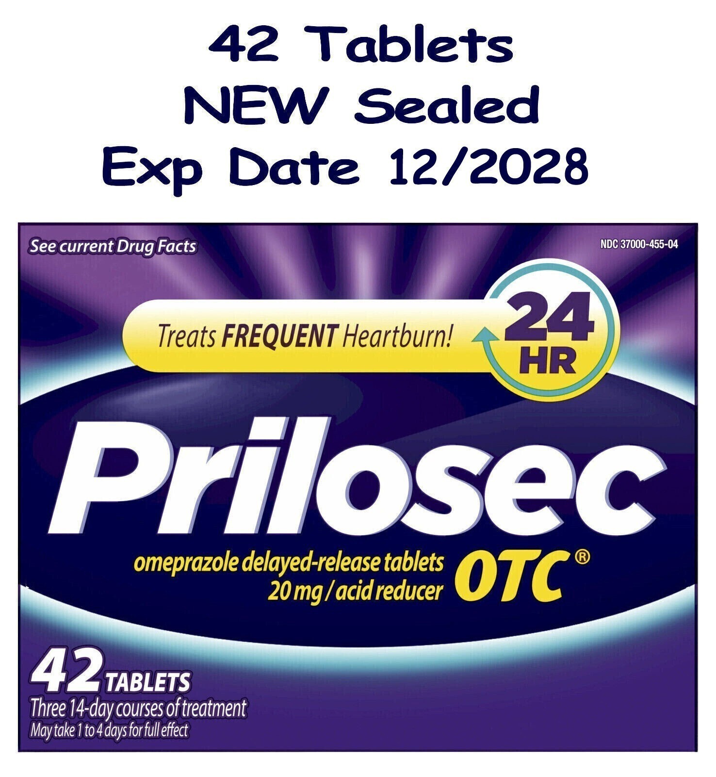 Prilosec OTC 42ct 12/2028 24 Hour 20mg Tablets Heartburn Relief
