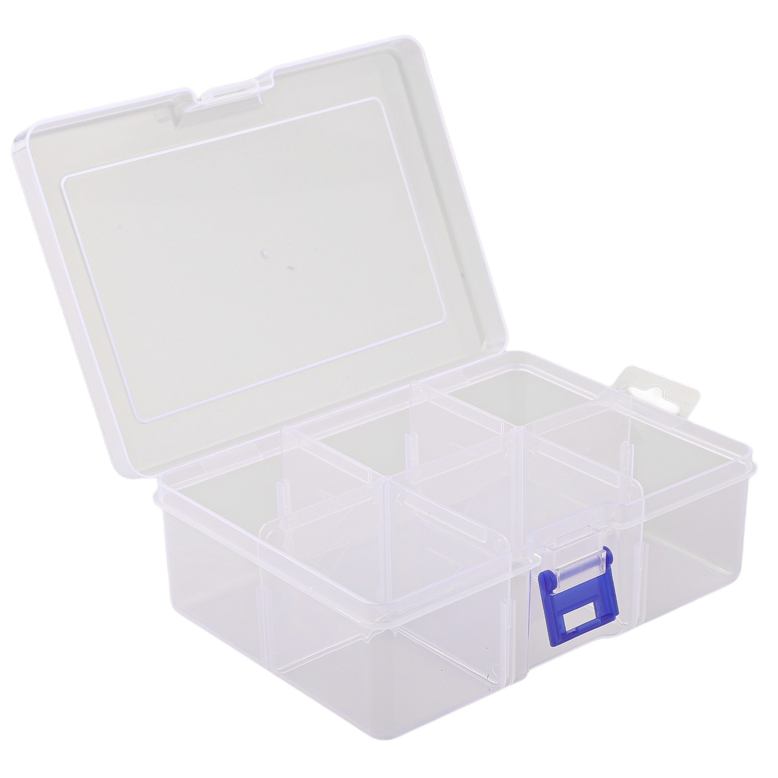Secure Lockable Plastic Organizer Case with 6 Grids for Small Accessories