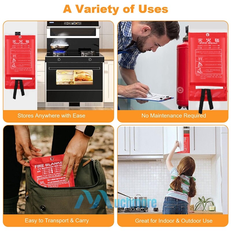 NEW 2-Pack Large Fire Blanket Fireproof For Home Kitchen Office Emergency Safety