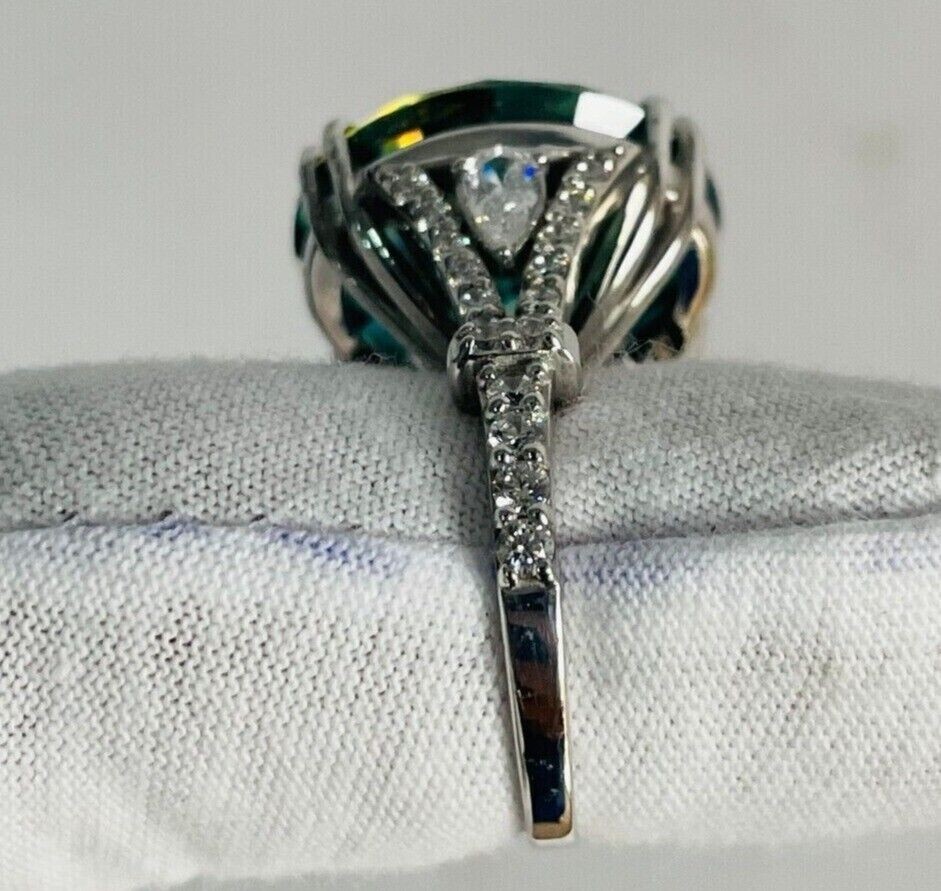 Certified 7.50 Ct Blue Treated Diamond Round Cut Solitaire Ring 925 Silver Ring