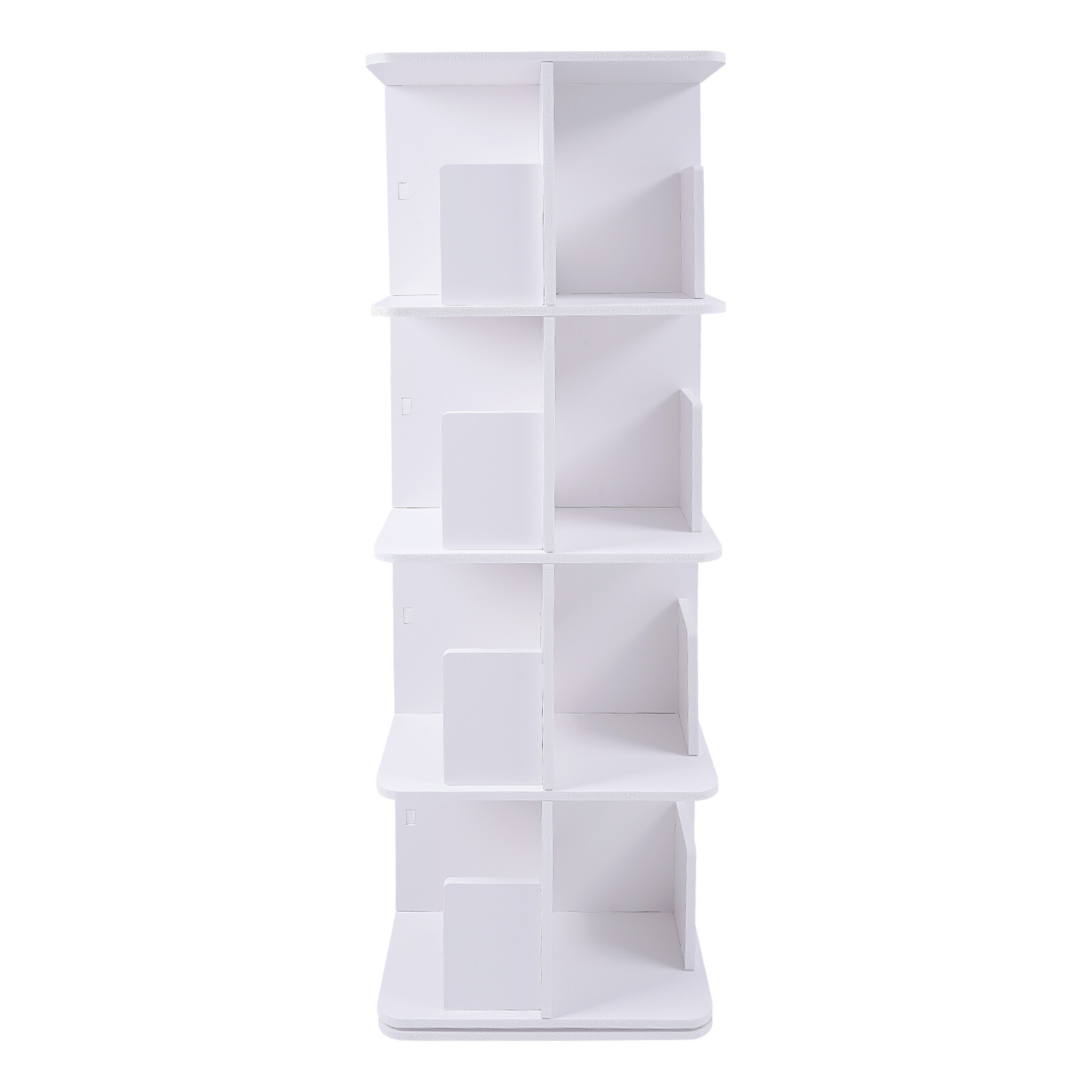 4-Tier White 360° Rotating Bookshelf Standing Bookcase Small Corner Bookcase