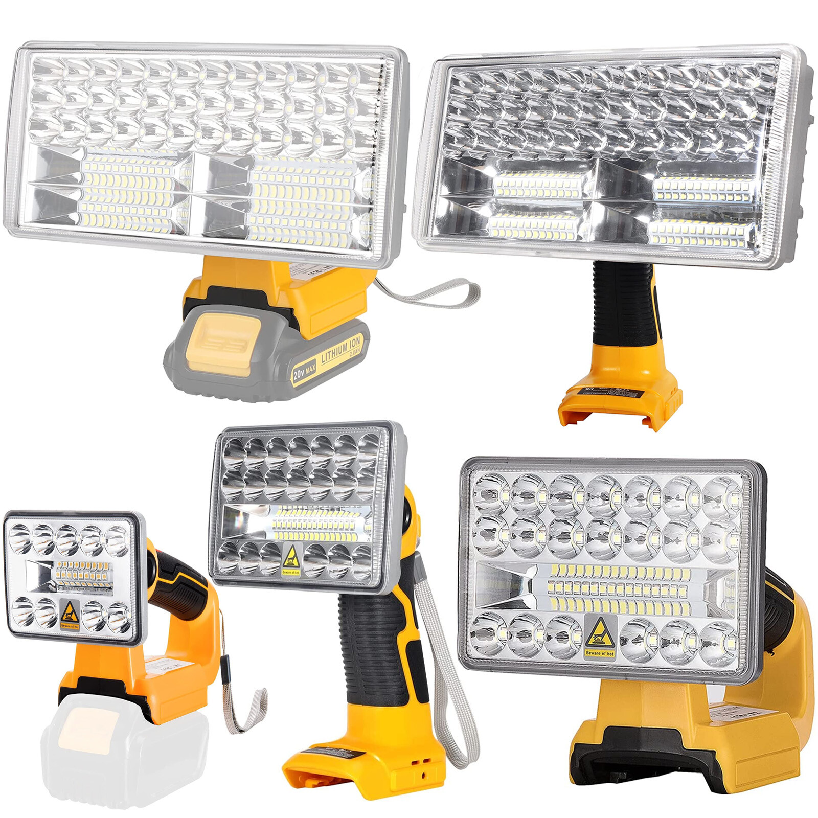 Cordless LED Work Light for Dewalt 20V Li-ion Battery Job Site Light Flashlight