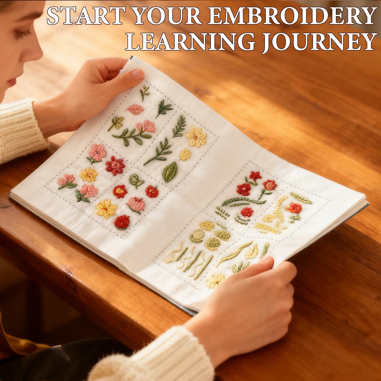2026 New Embroidery Stitch Book A4 (21cm x 29.7cm or 8.3in x 11.7in), Yellow