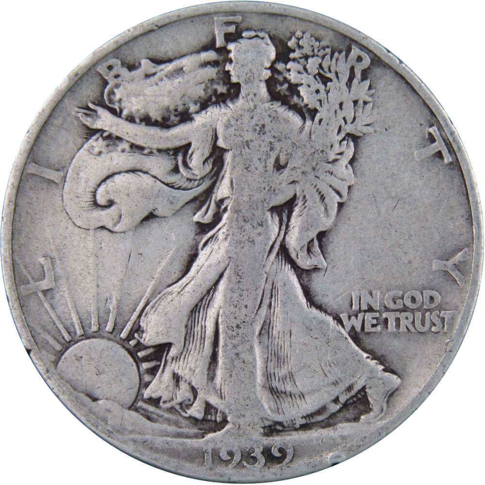1939 D Liberty Walking Half Dollar Circulated Silver 50c Coin