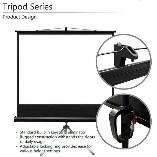 5 Core Pull Down Tripod Projector Screen 8K 3D Ultra HD 16:9M 100" Inch