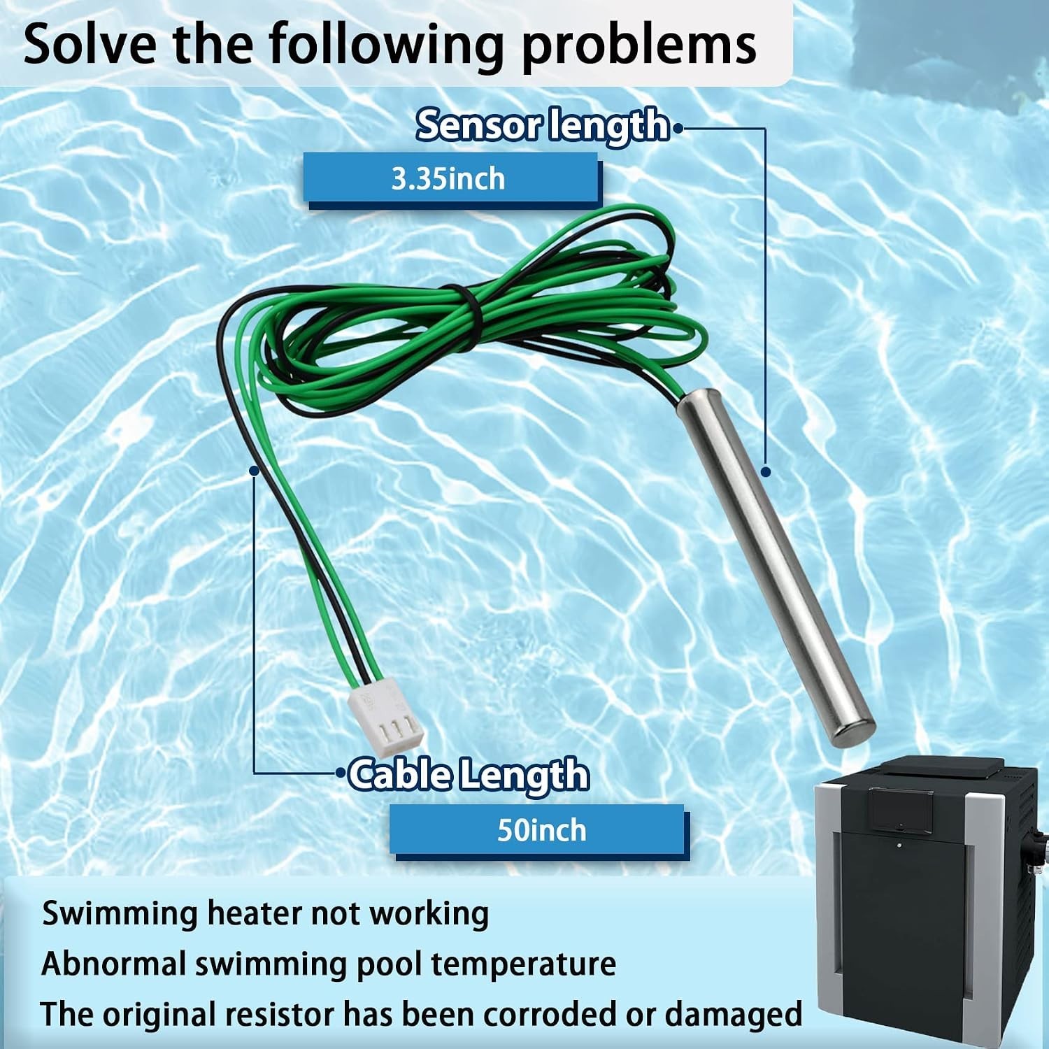 009577F Temperature Sensor for Raypak Heaters 206A-407A | Easy Install 100K NTC